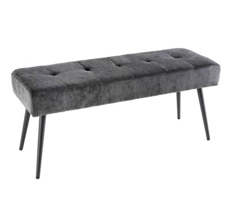 LebensWohnArt Sitzbank Moderne Sitzbank BELLE 100cm dunkel-grau Cord von LebensWohnArt