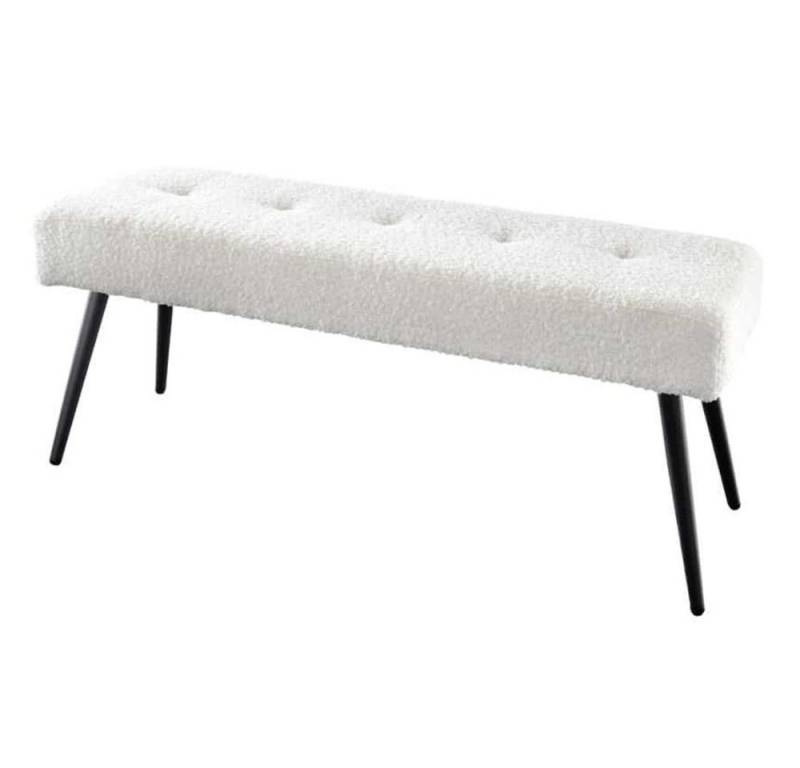LebensWohnArt Sitzbank Moderne Sitzbank BELLE 100cm weiss Bouclé Interieur-Tipp von LebensWohnArt
