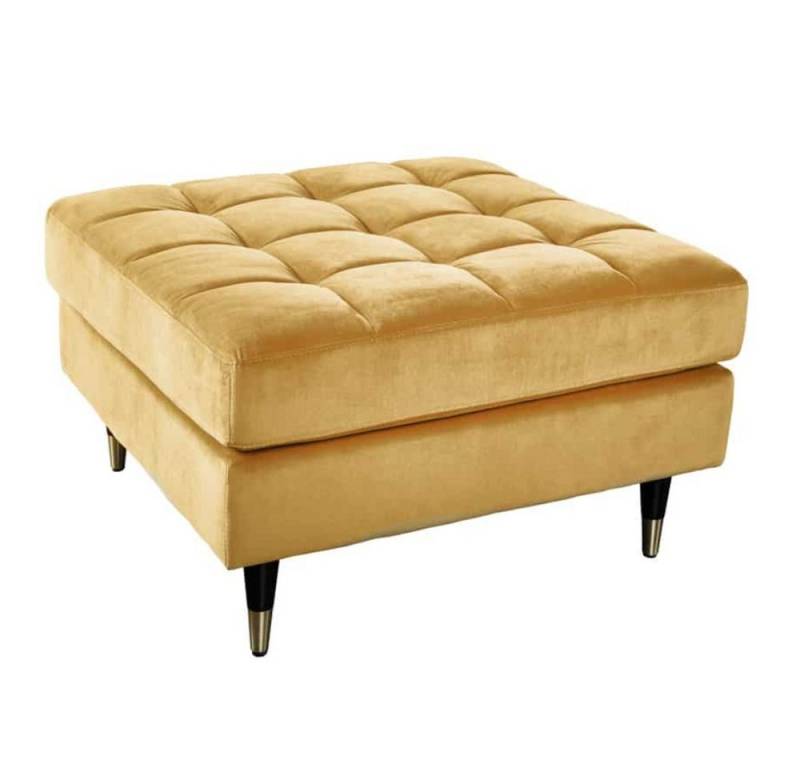 LebensWohnArt Sitzhocker Moderner Hocker COMFORT 80cm senfgelb Samt Taschenfederkern von LebensWohnArt