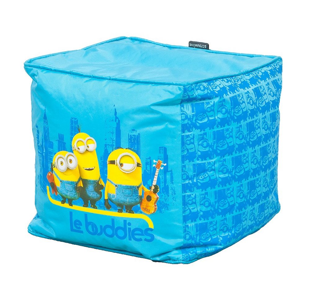 LebensWohnArt Sitzhocker Sitzwürfel LE BUDDIES Minions 40x40cm Hocker blau von LebensWohnArt