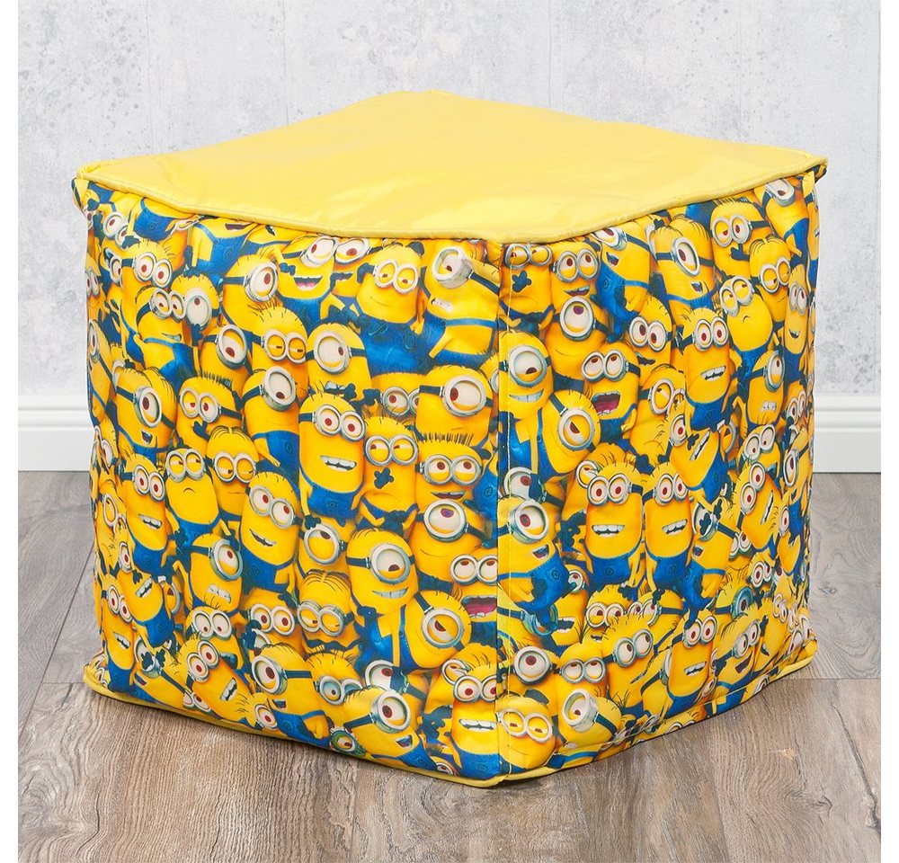 LebensWohnArt Sitzhocker Sitzwürfel MINIONS 40x40cm Hocker gelb von LebensWohnArt