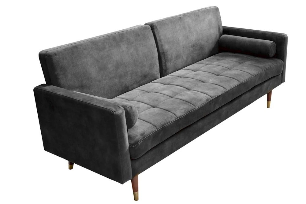 LebensWohnArt Sofa Elegantes Schlafsofa DIVANO 196cm grau Mikrovelours 3-Sitzer von LebensWohnArt