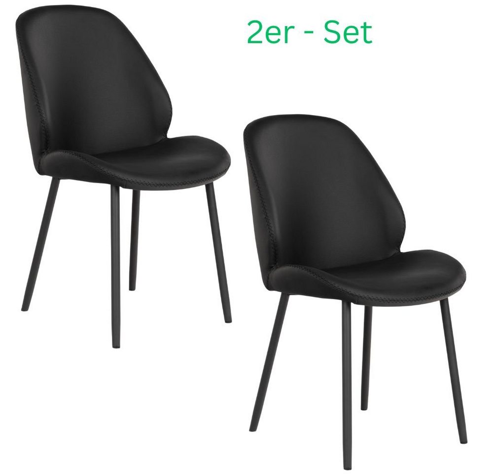 LebensWohnArt Stuhl 2er-Set Design Stuhl VIENNA Retro-Schwarz von LebensWohnArt