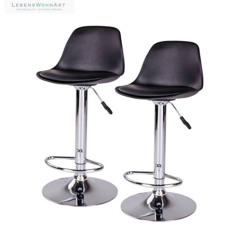 LebensWohnArt Stuhl 2er Set - Moderner Barhocker STRODAL schwarz von LebensWohnArt