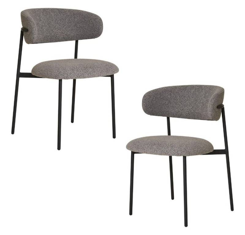 LebensWohnArt Stuhl 2er Set - Retro Stuhl VOGUE grau Bouclé-Stoff schwarze Beine LebensWohnArt Stuhl 2er Set - Retro Stuhl VOGUE grau Bouclé-Stoff schwarze Beine von LebensWohnArt