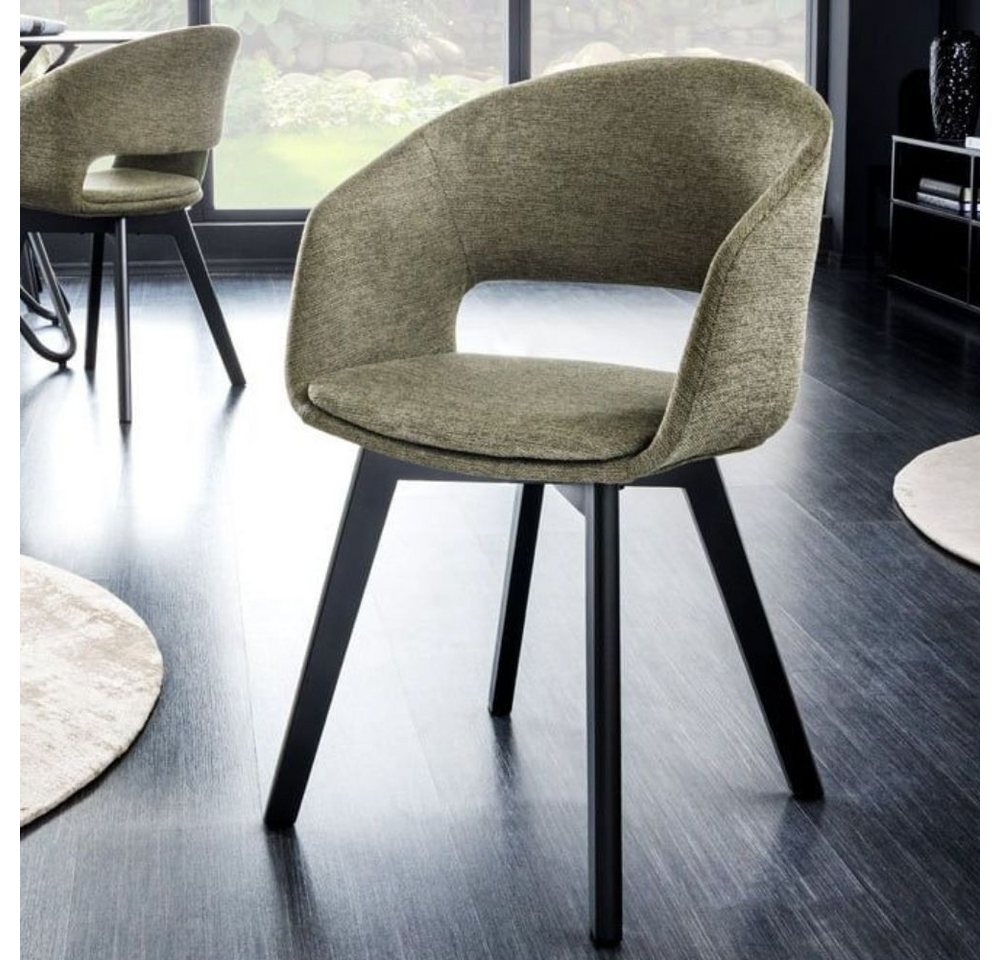 LebensWohnArt Stuhl Design Stuhl DENMARK grün schwarze Holzbeine von LebensWohnArt