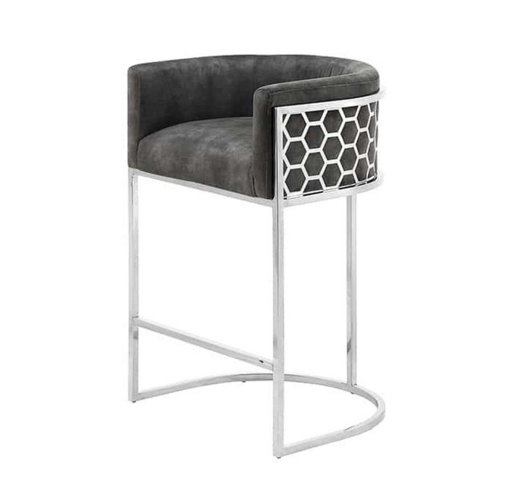 LebensWohnArt Stuhl Edler Barhocker LEGANZA grau Samt silber Edelstahl Armlehne LebensWohnArt Stuhl Edler Barhocker LEGANZA grau Samt silber Edelstahl Armlehne von LebensWohnArt