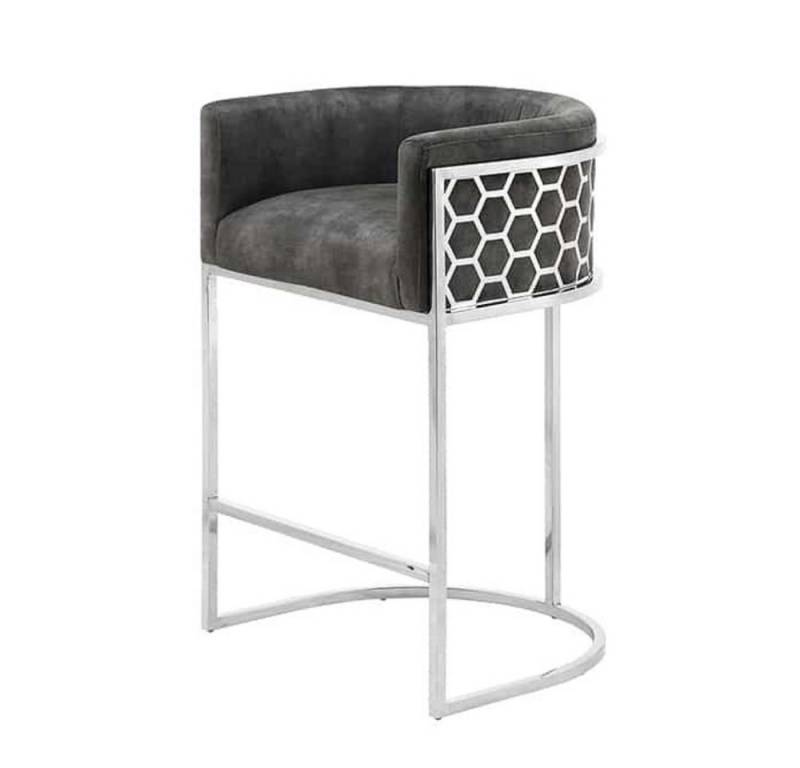 LebensWohnArt Stuhl Edler Barhocker LEGANZA grau Samt silber Edelstahl Armlehne LebensWohnArt Stuhl Edler Barhocker LEGANZA grau Samt silber Edelstahl Armlehne von LebensWohnArt