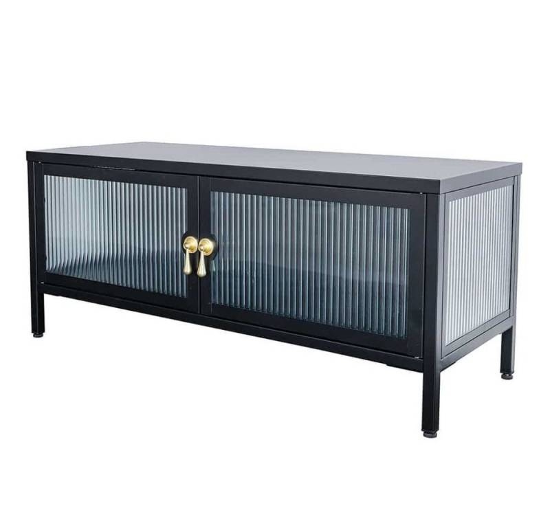 LebensWohnArt Vitrine Modernes TV-Lowboard TRIADO 90cm schwarz Metall Riffelglas LebensWohnArt Vitrine Modernes TV-Lowboard TRIADO 90cm schwarz Metall Riffelglas von LebensWohnArt
