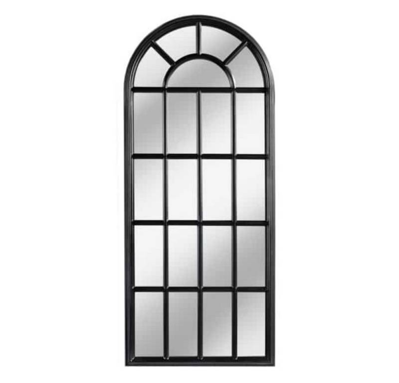 LebensWohnArt Wandspiegel Design Rundbogen-Fenster-Spiegel 140cm schwarz Sprossen Landhaus von LebensWohnArt