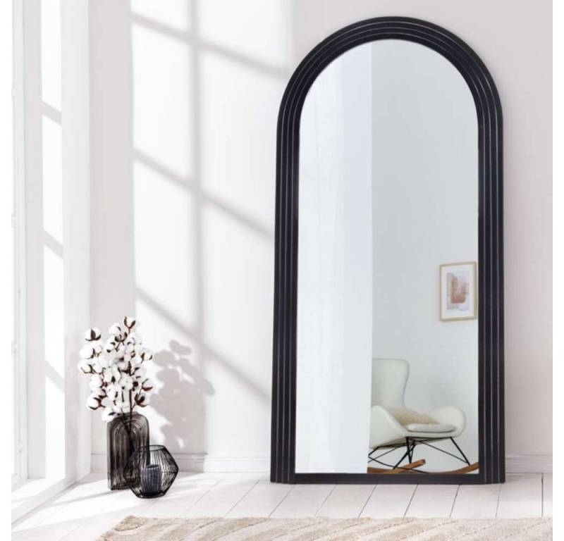 LebensWohnArt Wandspiegel Design Rundbogen Spiegel 160x80cm FORMOSA schwarz Wandspiegel von LebensWohnArt
