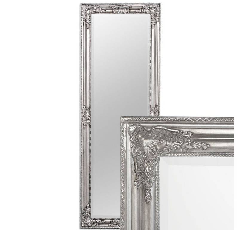 LebensWohnArt Wandspiegel Eleganter Barock Spiegel BESSA 140x50cm silber-antik Holzrahmen von LebensWohnArt