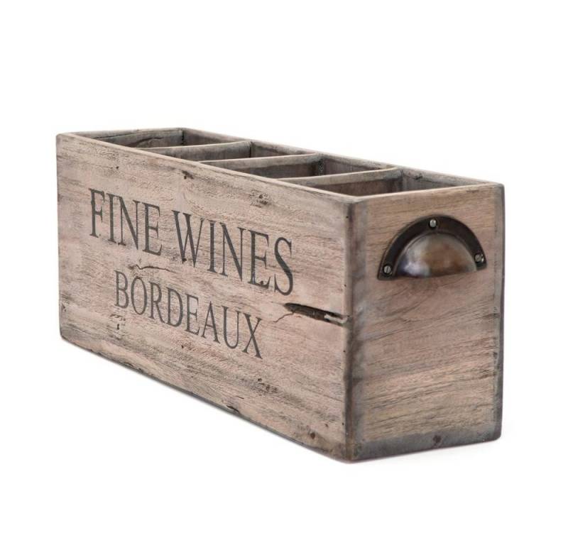 LebensWohnArt Weinregal Dekorative Flaschenbox CHATEAU 45cm antik-natural Mahagony von LebensWohnArt