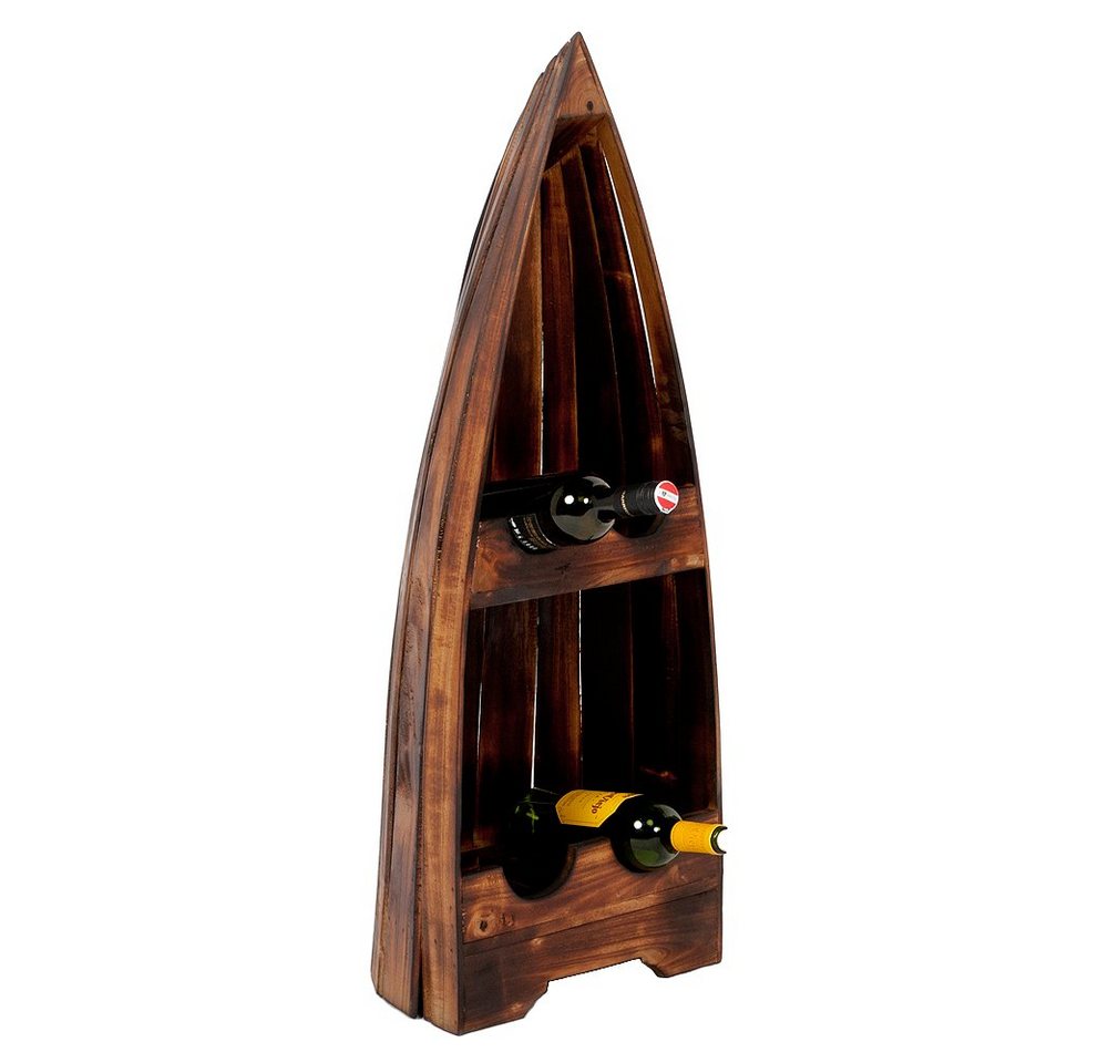 LebensWohnArt Weinregal Massivholz Weinregal VINO ca.100cm Geflammt Mahagony Bootsregal von LebensWohnArt