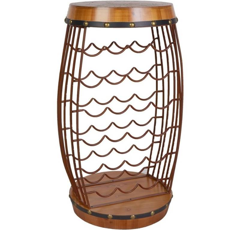 LebensWohnArt Weinregal Weinfass Flaschenregal BOTELLA 80cm braun Pinienholz 23 Flaschen von LebensWohnArt