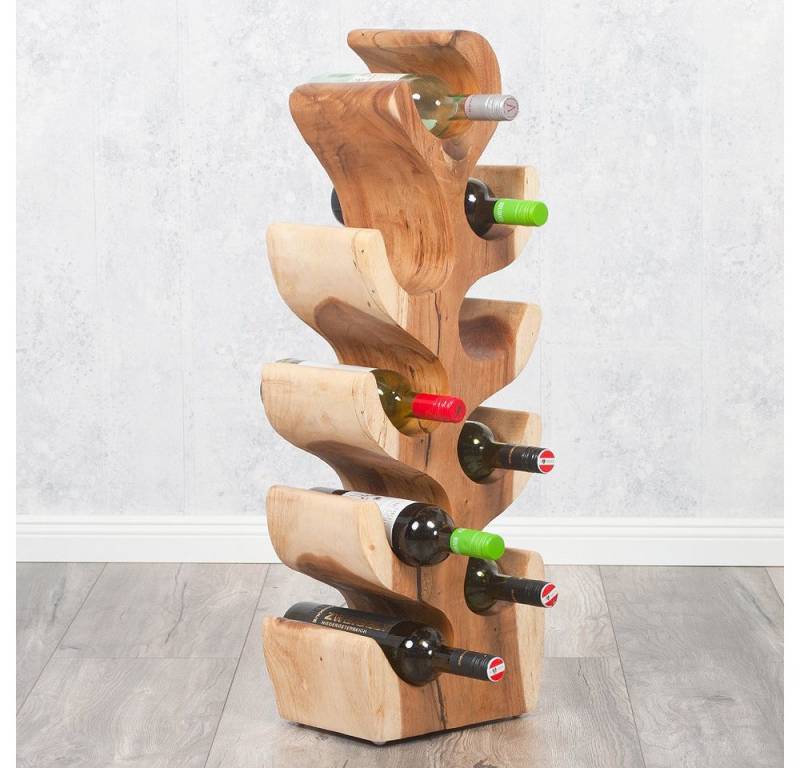 LebensWohnArt Weinregal Weinregal Flaschenhalter BOTOL-M ca. H80cm Suar von LebensWohnArt