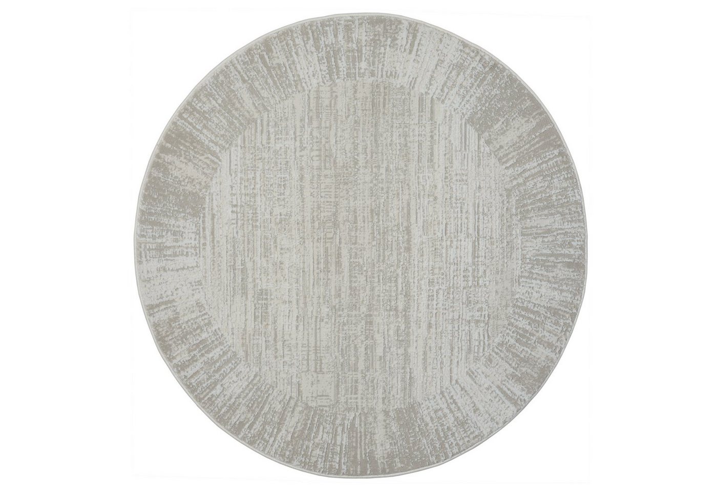 Teppich Teppich CIELO rund Creme-Grau 120 x 120 cm, LebensWohnArt, Höhe: 1 mm von LebensWohnArt