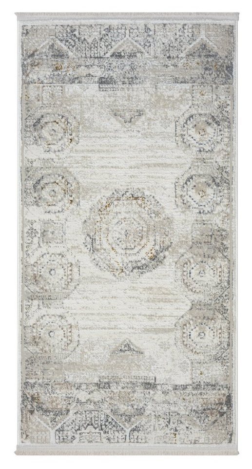 LebensWohnArt Teppich Teppich KAZAK-A rechteckig Creme-Multi diverse Größen, Höhe: 1 mm von LebensWohnArt