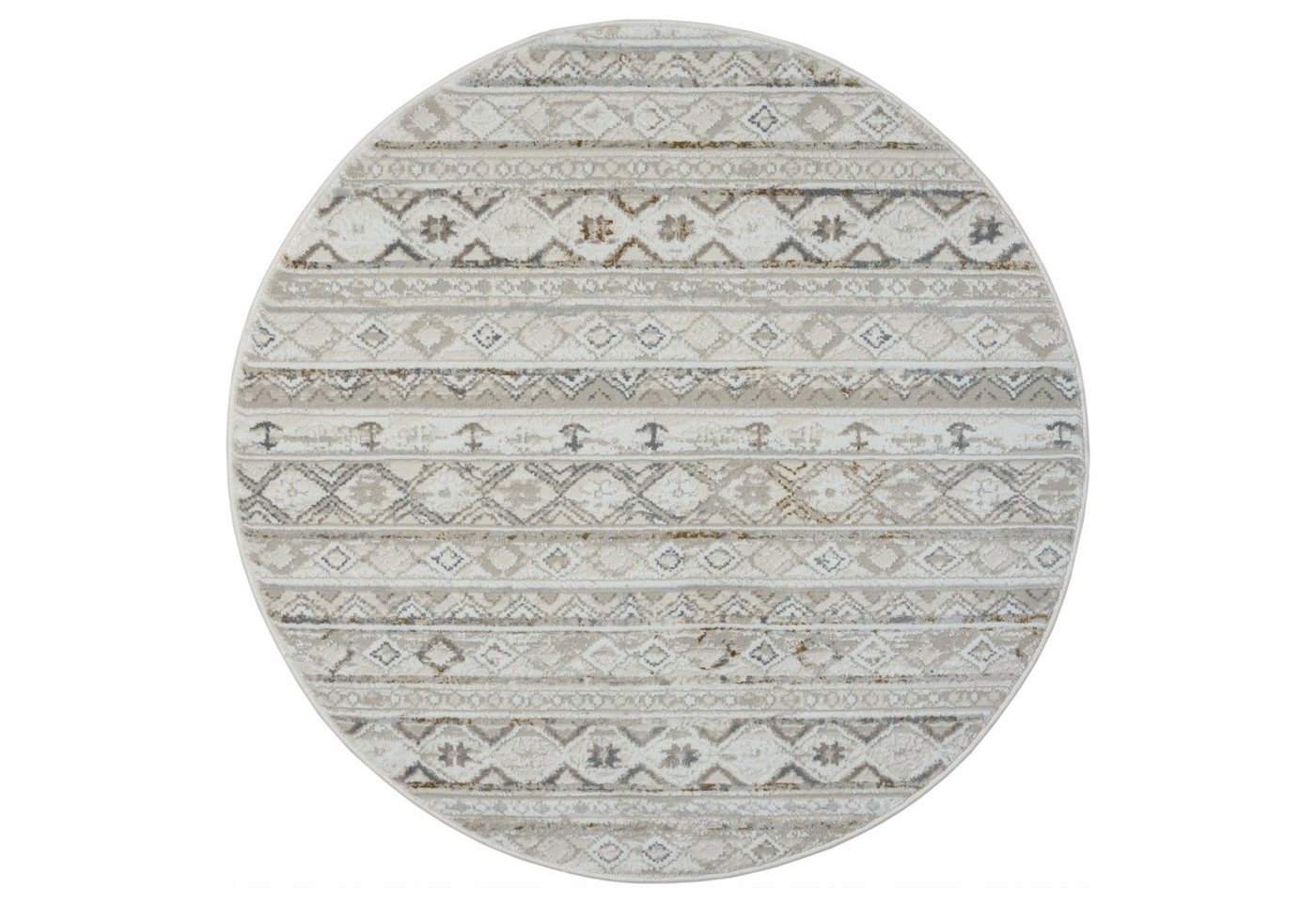 Teppich Teppich NOMAD rund Creme-Multi 120 x 120 cm, LebensWohnArt, Höhe: 1 mm von LebensWohnArt