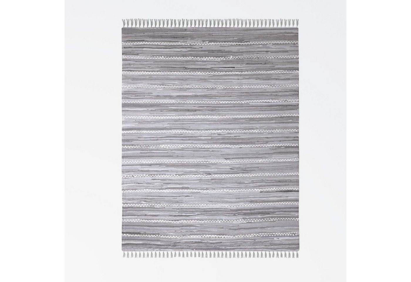 Teppich Traditioneller DURRIE Teppich grau-weiss rechteckig diverse Größen, LebensWohnArt, Höhe: 1 mm von LebensWohnArt