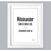 Spruchbild "Miteinander Ist Einfach" Geschenk/Geburtstag/Geschenkidee/Büro/Freundschaft von Lebensbewusst