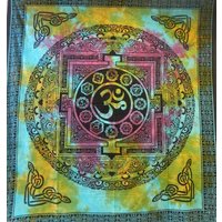 Om - Chakra Mandala Tagesdecke Wandbehang Dekotuch 210 X 240 cm Verschiedene Farben von Lebensfreudeladen