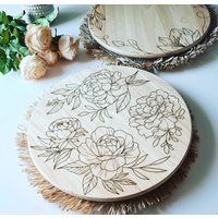 Drehbarer Teller, Pfingstrose Servierplatte Mit Blumen, Tortenständer, Kuchenständer, Holz Drehbarer Teller, Pfingstrose Servierplatte Mit Blumen, Tortenständer, Kuchenständer, Holz von Lebensschoen