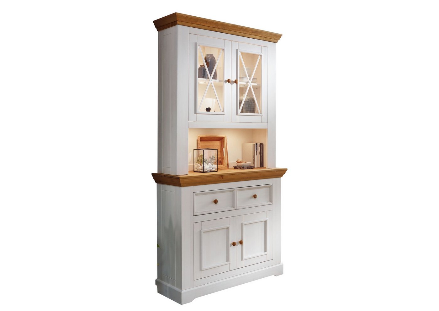 Lebenswert Buffet WZ-0133 (BxHxT: 109x214x42 cm) aus Kiefer massiv in weiß mit 2 Schubladen und 4 Türen von Lebenswert