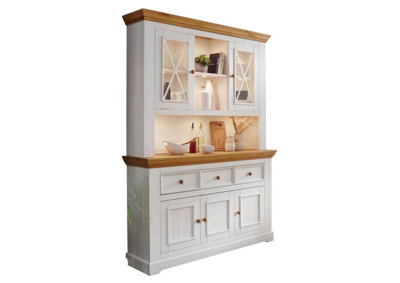 Lebenswert Buffet WZ-0133 (BxHxT: 149x214x42 cm) aus Kiefer massiv in weiß mit 3 Schubladen und 5 Türen von Lebenswert