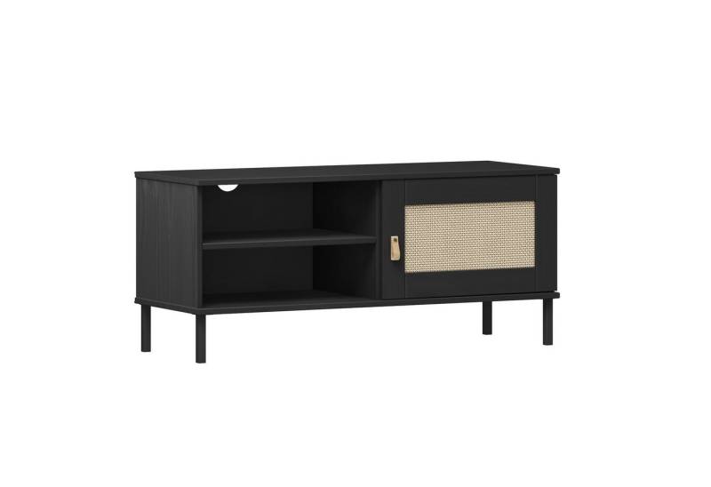 Lebenswert Lowboard WZ-0800, 1 Tür, 2 Fächer, Kiefer massiv schwarz lackiert - 105x47x10 (BxHxT) von Lebenswert