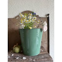 Eimer Emaillieeimer Blecheimer Pflanzeimer Antik Finish Garten Pflanztopf von Lebenundgeniessen