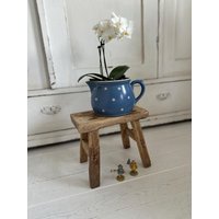 Hitzsche Bank Hocker Aus Ulmenholz Antikfinish Vintage Fußbank von Lebenundgeniessen