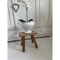 Hitzsche Bank Hocker Aus Ulmenholz Antikfinish Vintage Fußbank von Lebenundgeniessen