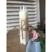 Kerzen Stabkerzen Deko Vintage 4 Er Pack Weiss von Lebenundgeniessen