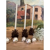 Kerzenhalter Kerzenleuchter Zapfenkerzenhalter Rostfinish Vintage Shabby von Lebenundgeniessen