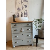 Kommode Badmöbel Waschtisch Waschkommode Schrank Komplett Vintage Shabby Bad Alt Antik Aufgearbeitet von Lebenundgeniessen
