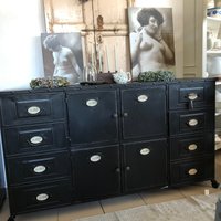 Kommode Möbel Industriestil Metallkabinett Antik Finish von Lebenundgeniessen