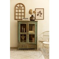 Schrank Vitrine Kommode Anrichte Vitrinenschrank Möbel Glasvitrine Regalschrank Antik Finish von Lebenundgeniessen