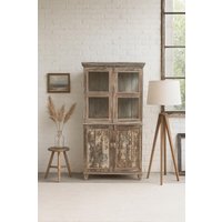 Schrank Vitrine Kommode Anrichte Vitrinenschrank Möbel Glasvitrine Regalschrank Antik Finish von Lebenundgeniessen