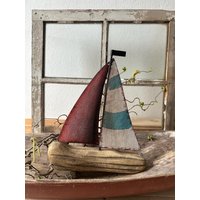 Seegelboot Dekoboot Altes Holz Und Metall Deko Vintage von Lebenundgeniessen