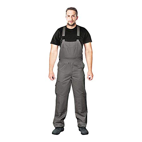 Leber & Hollman Herren Arbeits-Latzhose LH-Bister, 65 % Polyester 35 % Baumwolle 270 g/m2, mit Taschen für Knieschoner, elastischer Gummibund und regulierbare Y-Hosenträger von Leber&Hollman