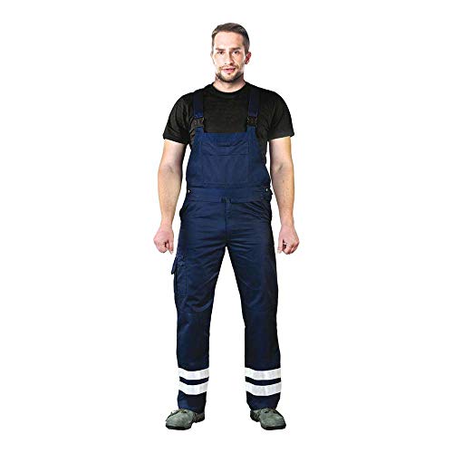 Leber & Hollman Herren Arbeits-Latzhose LH-Bister B, 65% Polyester 35% Baumwolle 270 g/m2, Taschen für Knieschoner, reflektierende Streifen an den Hosenbeinen von LEBER & HOLLMAN