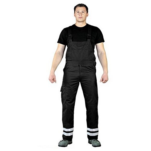 Leber & Hollman Herren Arbeits-Latzhose LH-Bister B, 65% Polyester 35% Baumwolle 270 g/m2, Taschen für Knieschoner, reflektierende Streifen an den Hosenbeinen von REIS