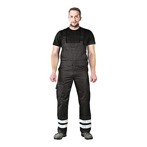 Leber & Hollman Herren Arbeits-Latzhose LH-Bister B, 65% Polyester 35% Baumwolle 270 g/m2, Taschen für Knieschoner, reflektierende Streifen an den Hosenbeinen von Leber&Hollman