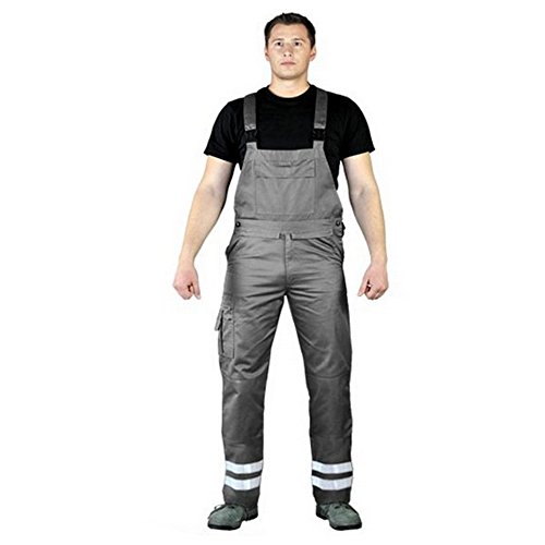 Leber & Hollman Herren Arbeits-Latzhose LH-Bister B, 65% Polyester 35% Baumwolle 270 g/m2, Taschen für Knieschoner, reflektierende Streifen an den Hosenbeinen von REIS