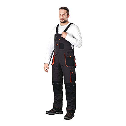 Leber & Hollman Herren Arbeits-Latzhose LH-FMN-B, 65% Polyester 35% Baumwolle 270 g/m2 und Verstärkung aus Cordura-Stoff, mit Taschen für Knieschoner von REIS