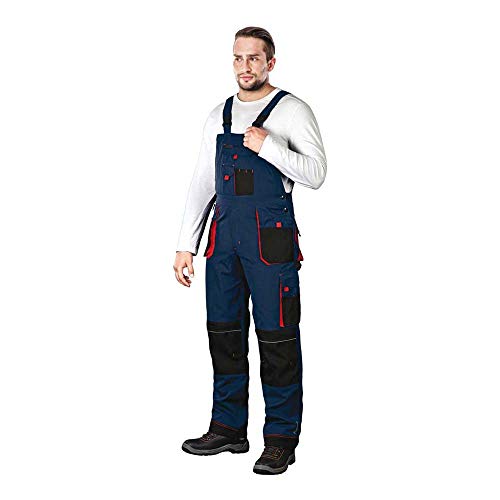 Leber & Hollman Herren Arbeits-Latzhose LH-FMN-B, 65% Polyester 35% Baumwolle 270 g/m2 und Verstärkung aus Cordura-Stoff, mit Taschen für Knieschoner von Leber&Hollman