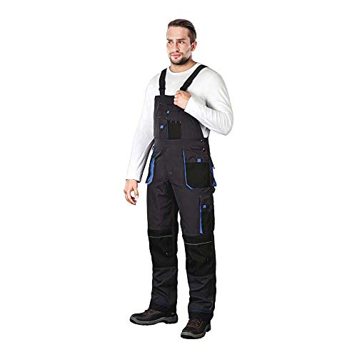 Leber & Hollman Herren Arbeits-Latzhose LH-FMN-B, 65% Polyester 35% Baumwolle 270 g/m2 und Verstärkung aus Cordura-Stoff, mit Taschen für Knieschoner von Leber&Hollman