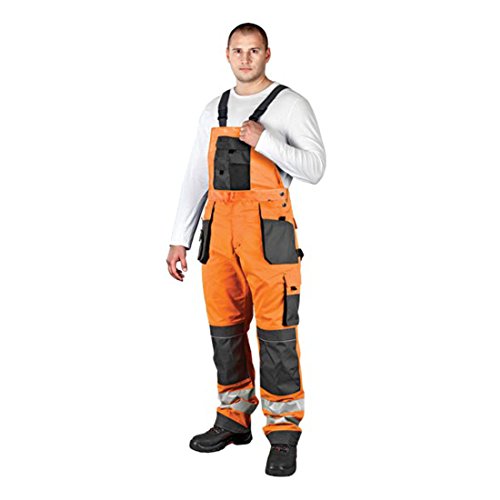 Leber & Hollman Herren Arbeits-Latzhose LH-FMNX-B, 100% Polyester 270 g/m2, Taschen für Knieschoner, reflektierende Streifen an den Hosenbeinen von REIS