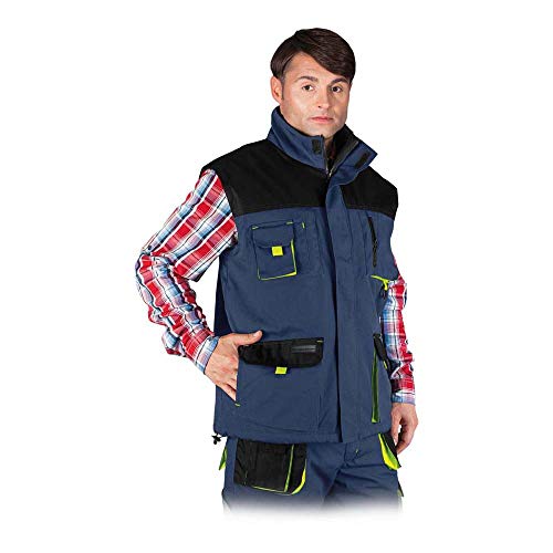 Leber & Hollman Herren Arbeitsweste LH-FMNW-V, gefüttert, 65% Polyester 35% Baumwolle 270 g/m2, Futter 100% Polyester, Hochkragen, vorne Reißverschluss und Klettverschluss, von Leber&Hollman